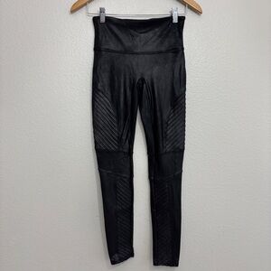 Spanx Leggings Women Size Medium Black Moto Style Faux Leather Look